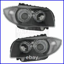 BMW 1 Series E87 2004-2007 Black Projector Halo Angel Eye Rings Headlights Pair