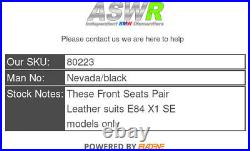 BMW Front Seats Pair Leather E84 X1 SE Nevada/black