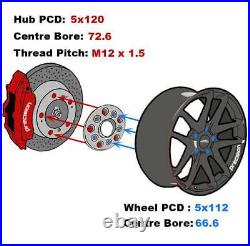 BMW PCD Hub Adapters 5x120 Hub to 5x112 Wheel 15mm For BMW 3 Series 2 Pairs